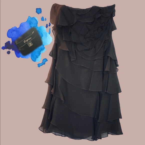 Express Ruffle Mini Strapless Dress in BLACK - Picture 2 of 11